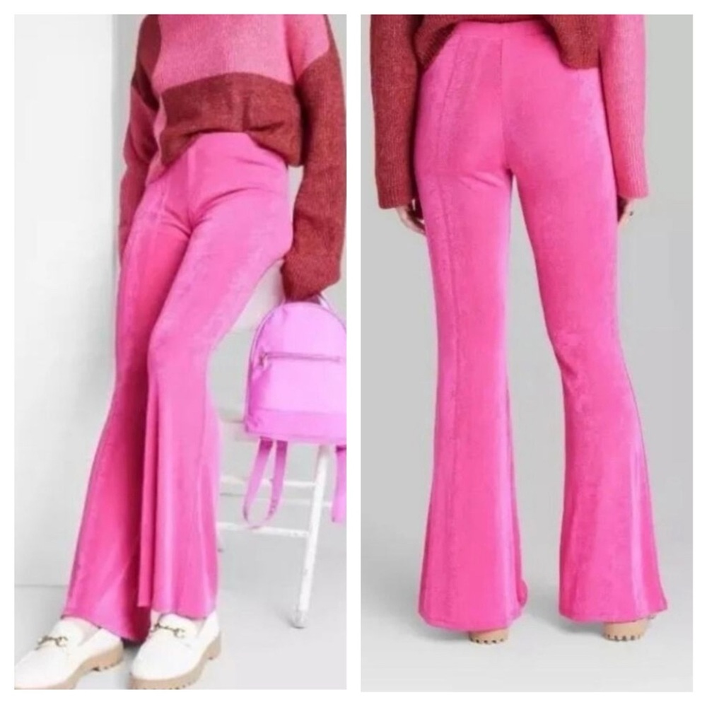 Wild Fable Barbie Pink Shimmer Flared Leg Pull-On Pants / Leggings Size S